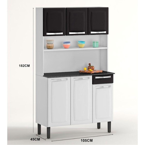 Encontraproduto.com.br - Kit de Cozinha Itatiaia Branco e Preto Rose