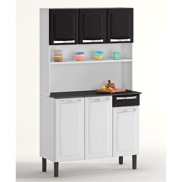 Encontraproduto.com.br - Kit de Cozinha Itatiaia Branco e Preto Rose