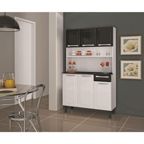 Encontraproduto.com.br - Kit de Cozinha Itatiaia Branco e Preto Rose