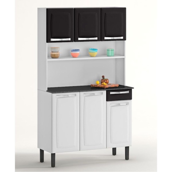 Encontraproduto.com.br - Kit de Cozinha Itatiaia Branco e Preto Rose