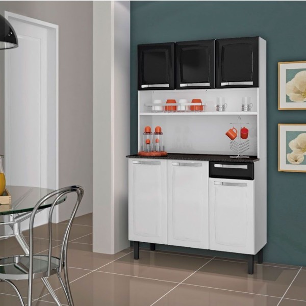 Encontraproduto.com.br - Kit de Cozinha Itatiaia Branco e Preto Rose