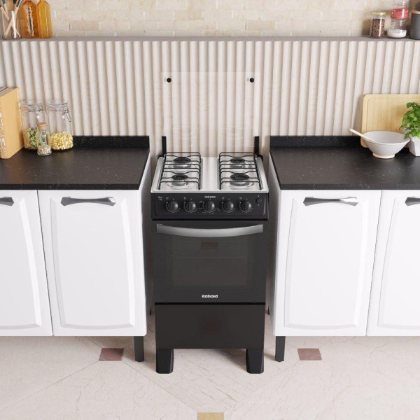 Encontraproduto.com.br - Fogão 4 Bocas Itatiaia Waves New com Acendimento Automático Preto Bivolt