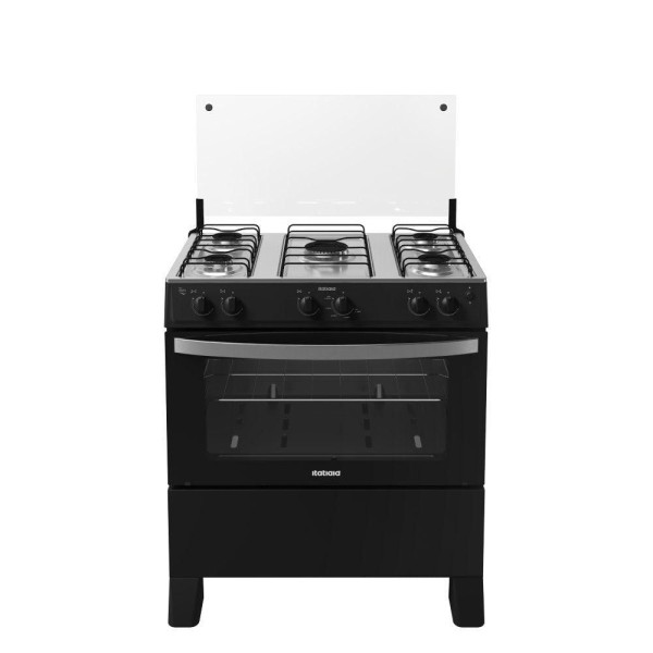 Encontraproduto.com.br - Fogão 5 Bocas Itatiaia Waves New com Forno 82L e Acendimento Automático Preto Bivolt