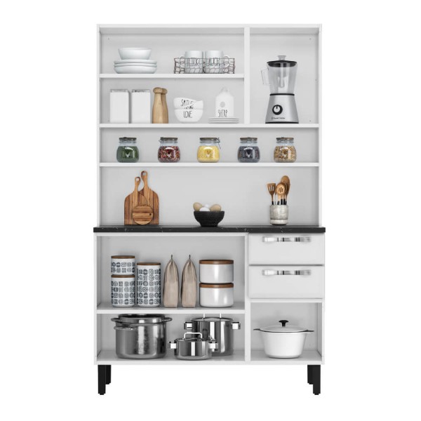 Encontraproduto.com.br - Cozinha Compacta Itatiaia Pratika 120cm 6 Portas e 2 Gavetas em Aço - Branco