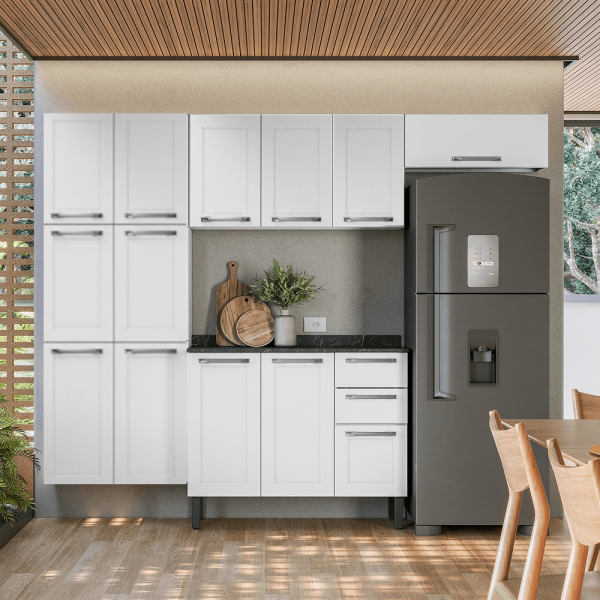 Encontraproduto.com.br - Cozinha Completa Itatiaia Florença 245cm em Aço Branco