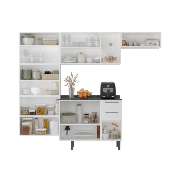 Encontraproduto.com.br - Cozinha Completa Itatiaia Florença 245cm em Aço Branco