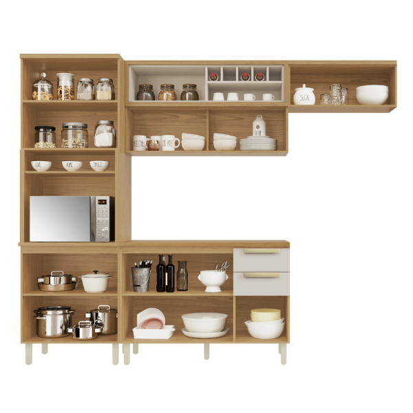 Encontraproduto.com.br - Cozinha Completa Itatiaia 4 Peças com Vidro Off White  New Porto