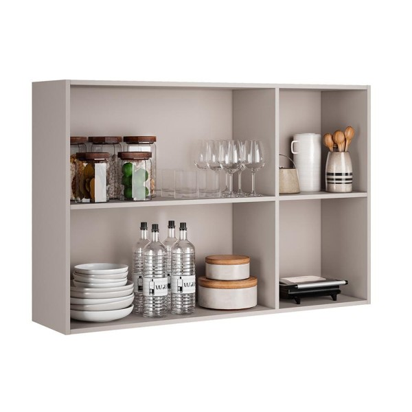 Encontraproduto.com.br - Armário Aéreo Triplo Itatiaia Essence com 3 Portas, 3 Prateleiras e 120 cm de Largura - Fendi e Gris