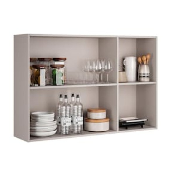 Encontraproduto.com.br - Armário Aéreo Triplo Itatiaia Essence com 3 Portas, 3 Prateleiras e 120 cm de Largura - Fendi e Gris