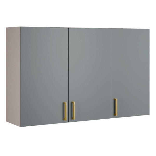 Encontraproduto.com.br - Armário Aéreo Triplo Itatiaia Essence com 3 Portas, 3 Prateleiras e 120 cm de Largura - Fendi e Gris