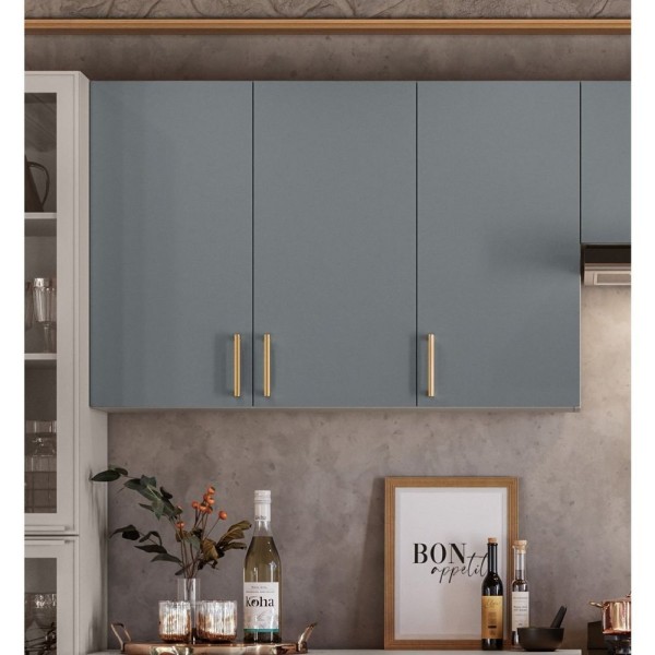 Encontraproduto.com.br - Armário Aéreo Triplo Itatiaia Essence com 3 Portas, 3 Prateleiras e 120 cm de Largura - Fendi e Gris
