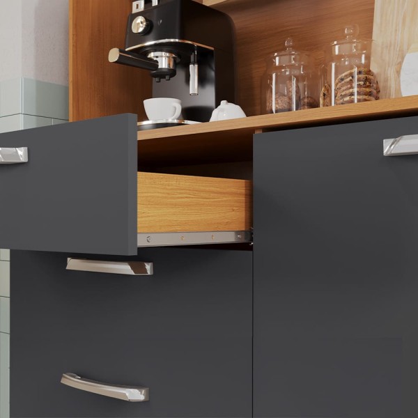 Encontraproduto.com.br - Kit Cozinha Orquídea Itatiaia com 5 portas e 1 gaveta – 120 cm de largura Cinamomo e Grafite