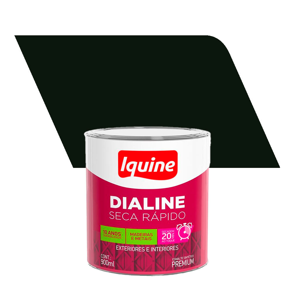 Tinta Esmalte Sintético Fosco Premium Dialine Seca Rápido Preto 0,9L - Iquine