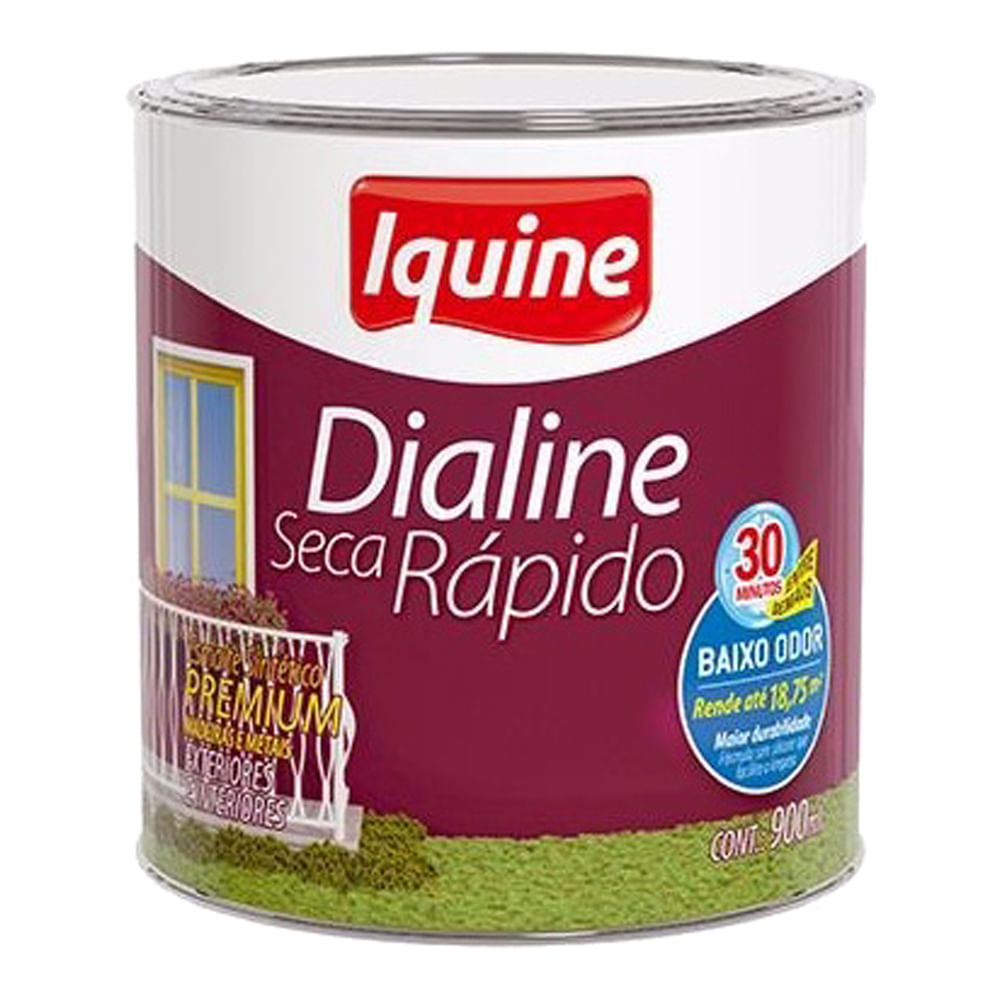 Encontraproduto.com.br - Tinta Esmalte Sintético Fosco Premium Dialine Seca Rápido Preto 0,9L - Iquine