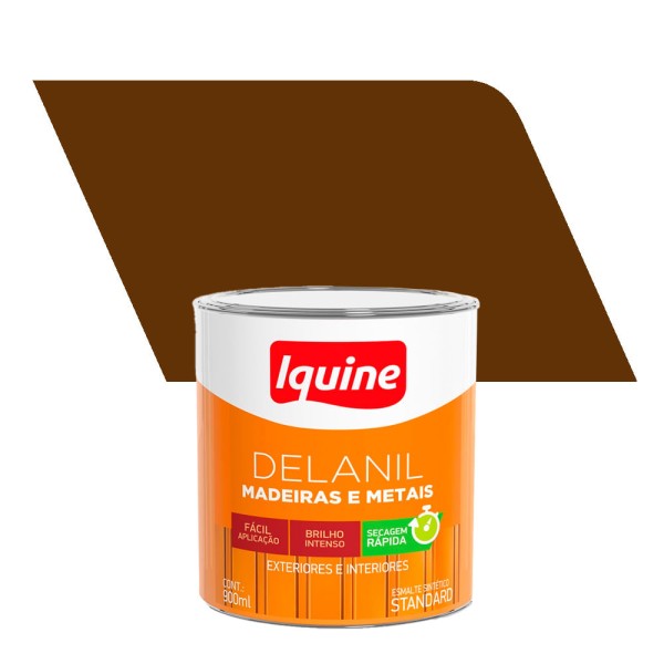 Encontraproduto.com.br - Tinta Esmalte Sintético Alto Brilho Standard Delanil Madeiras e Metais Marrom Tabaco 750ML - Iquine