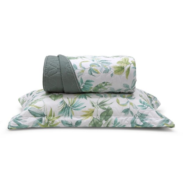 Encontraproduto.com.br - Kit Colcha Matelassê Prata Amazônia King Verde - Santista