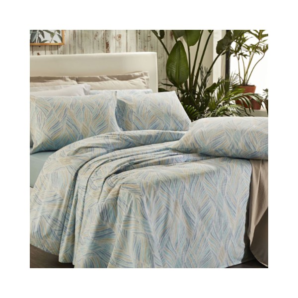 Encontraproduto.com.br - Jogo de Cama Solteiro Prata 150 Fios Shell Aqua 3pçs - Santista