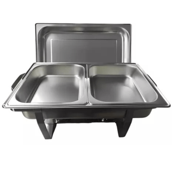 Encontraproduto.com.br - Rechaud Retangular Tampa Removível 7L Com 2 Cubas RRTR Orcil