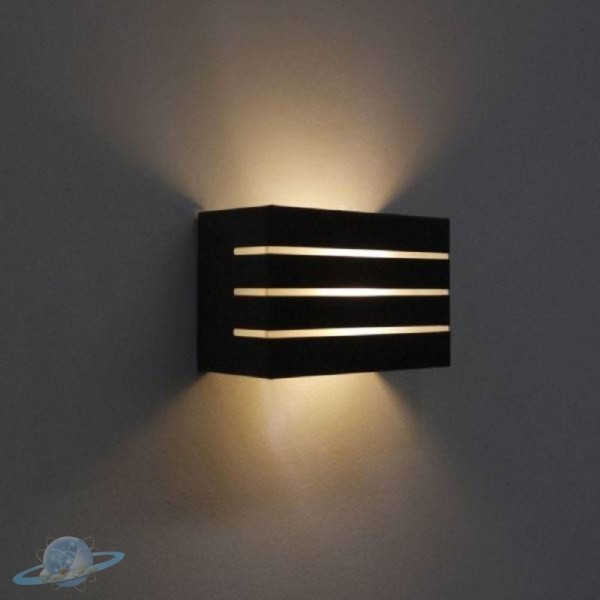 Encontraproduto.com.br - Arandela Preta 3 Frisos Em Alumínio Com 2 Fachos De Luz-g9