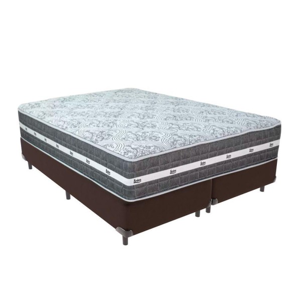 Encontraproduto.com.br - Cama Box Marrom E Colchão Queen Black Grafit Anjos
