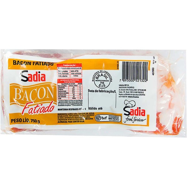 Encontraproduto.com.br - Bacon Sadia Fatiado Pacote com 750g