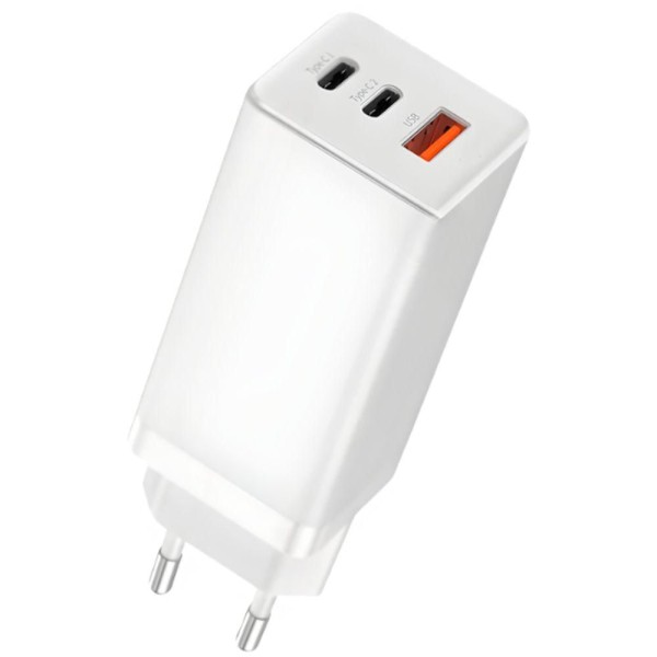 Carregador Turbo Rápido Gan 65w 3 Portas Eficiência E Velocidade