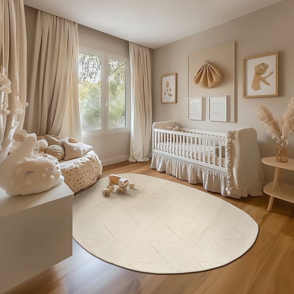 Encontraproduto.com.br - Tapete 145x195cm Vibe Infantil Org. Lente Liso Bege