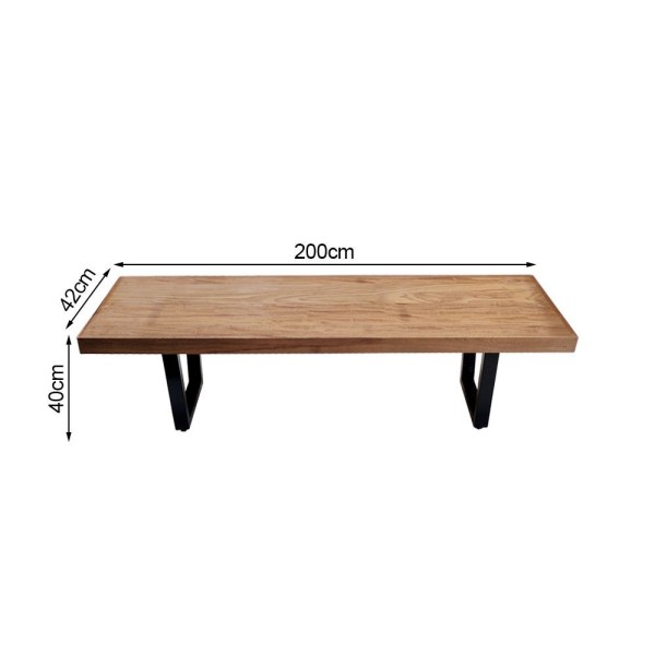 Encontraproduto.com.br - Kit 2 Bancos Bancão Lateral Mesa Industrial 2,00m Ferragem Preta Preto