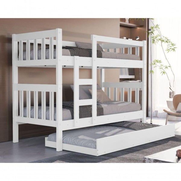 Encontraproduto.com.br - Treliche Solteiro Com Cama Auxiliar 100% MDF Incluso ProteçãoEscada E 3 Colchões D20