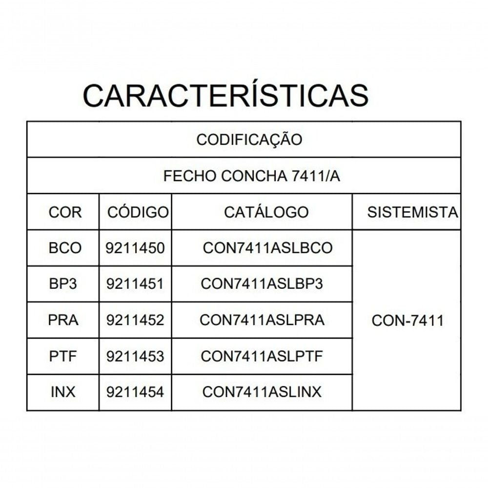 Encontraproduto.com.br - Fecho Concha Slide 7411 A S/ Chave Udinese Branco