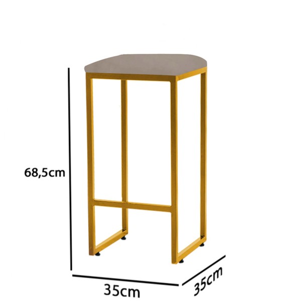 Encontraproduto.com.br - Kit 08 Banqueta Alta Lua Industrial Cozinha Bar Balcão Bistrô Ferro Dourado Corino Bege - Ahazzo Móveis