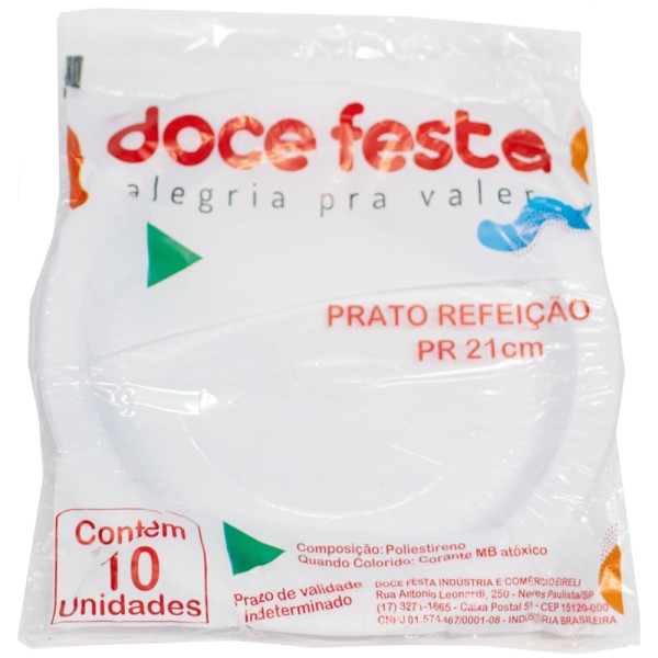 Encontraproduto.com.br - Prato Descartável Doce Festa para Refeição Com 10 Unidades