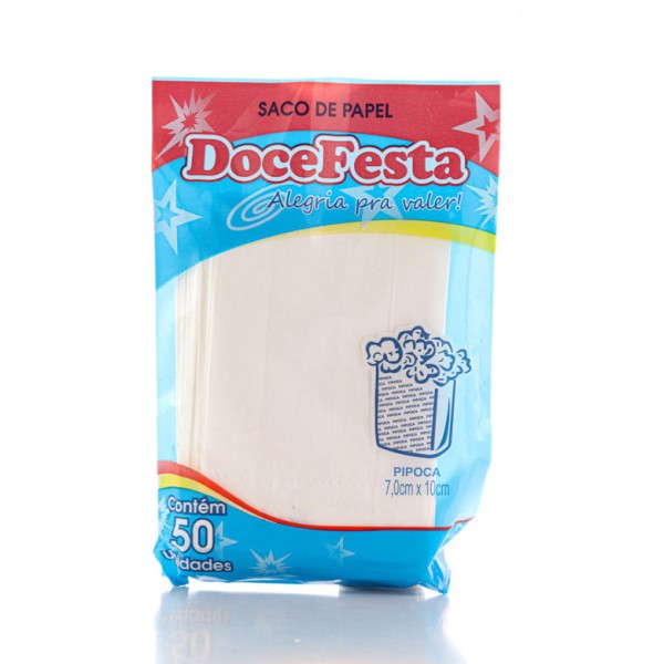 Encontraproduto.com.br - Saco para Pipoca Doce Festa Com 50 Unidades