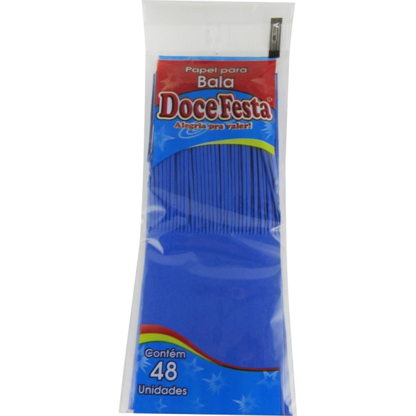 Encontraproduto.com.br - Papel para Bala Doce Festa Seda Azul Escuro Com 48 Unidades