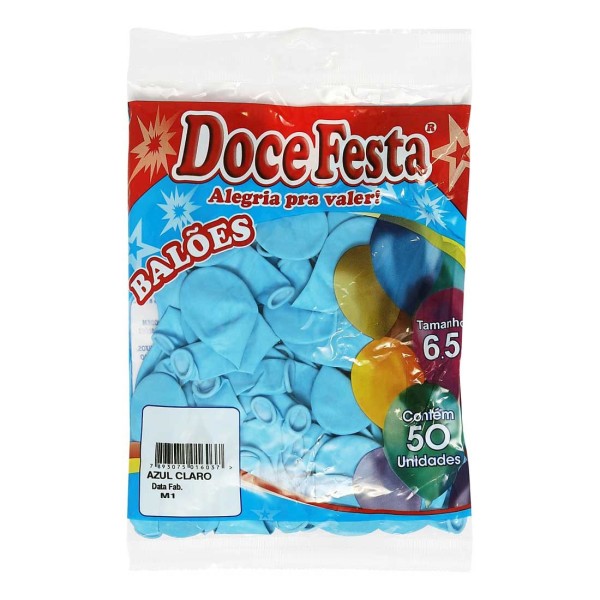 Encontraproduto.com.br - Balão Doce Festa Liso Azul N°6,5 Com 50 Unidades