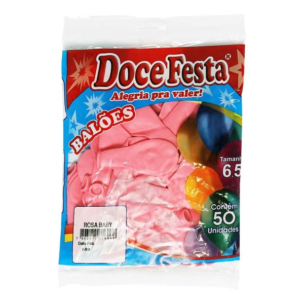 Encontraproduto.com.br - Balão Doce Festa Liso Rosa N°6,5 Com 50 Unidades