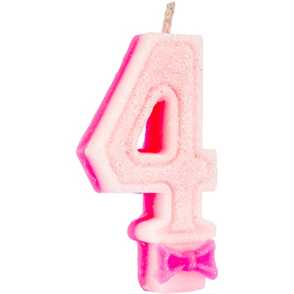 Vela de Aniversário Doces Festas Super Gliter Pink N 4
