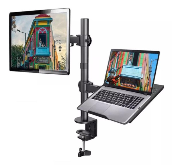 Encontraproduto.com.br - Suporte Duplo Articulado De Mesa Para Monitor e Notebook BMG-33