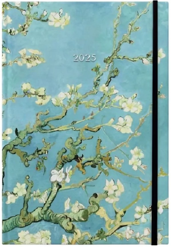 Encontraproduto.com.br - Agenda Diária 2025 Capa Dura Costurada Amendoeira Em Flor