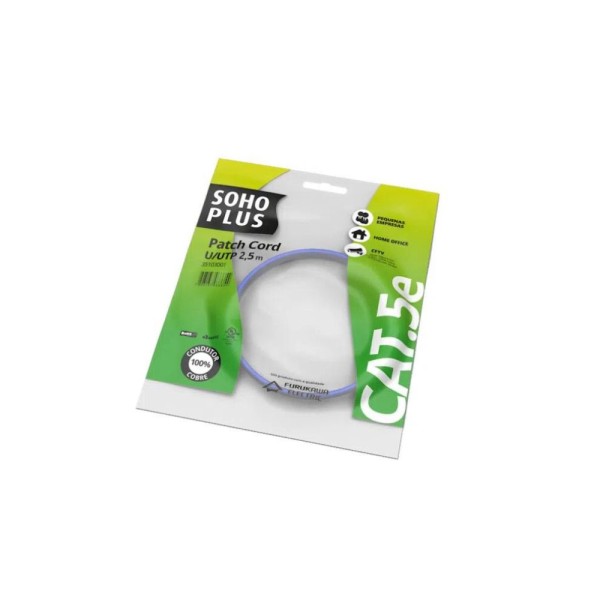 Encontraproduto.com.br - Patch Cord CAT5E U/UTP 2,5M Azul Sohoplus Furukawa