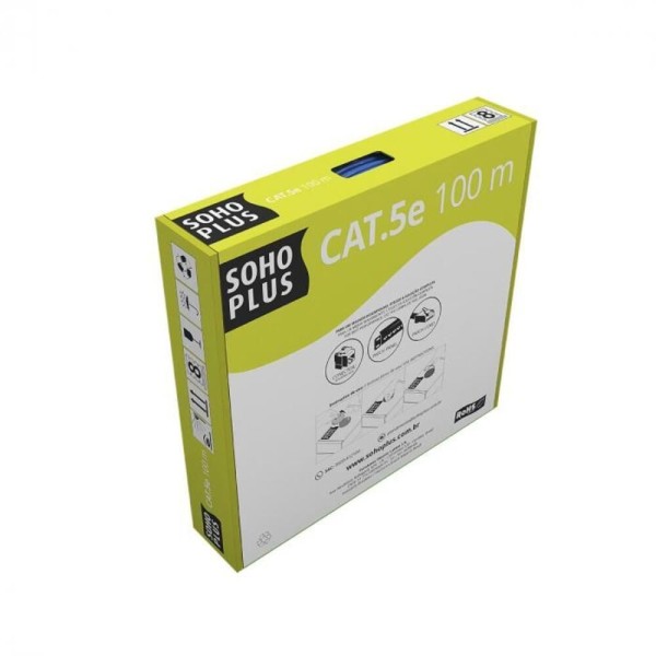 Encontraproduto.com.br - Cabo LAN U/UTP CAT.5E 24 AWG 4 Pares CMX Caixa C/ 100 Metros Preto 100% Cobre 23200185