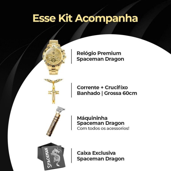 Encontraproduto.com.br - Kit Cordão Maquina Cortar Cabelo E Relógio Grande Presente