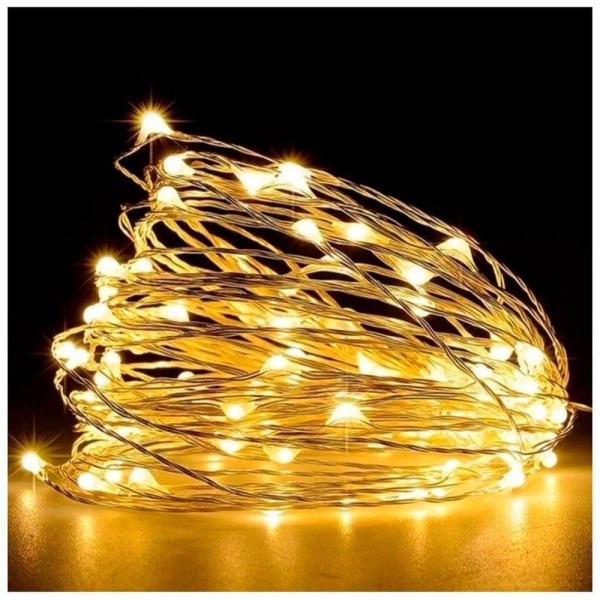Encontraproduto.com.br - Fio De Fada 30 Lâmpadas Cordão Luz Led Amarelo 3 Metros