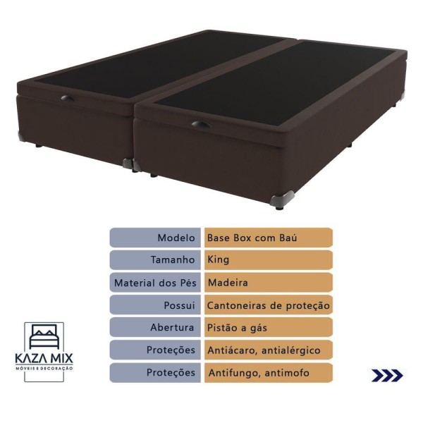 Encontraproduto.com.br - Cama Box King Preto Com Base Baú Marrom Classic Anjos