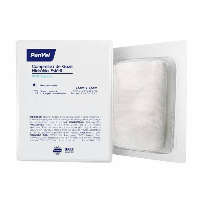 Encontraproduto.com.br - Compressa Gaze Esteril Panvel Com 5 Unidades