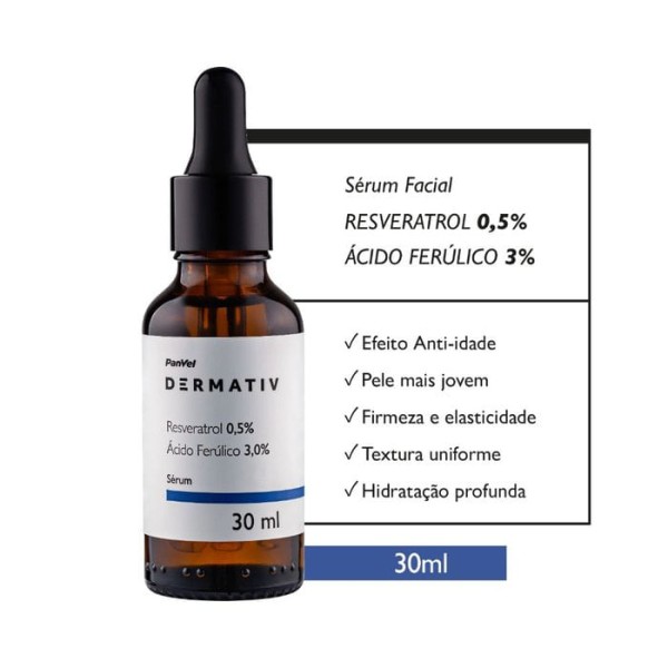 Encontraproduto.com.br - Sérum Resveratrol 0,5% + Ácido Ferúlico 3% Panvel Dermativ 30ml