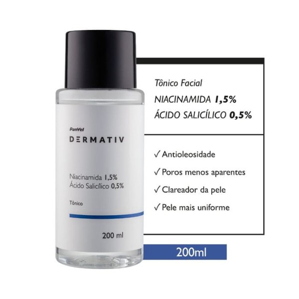Encontraproduto.com.br - Tônico Niacinamida 1,5% + Ácido Salicílico 0,5% Panvel Dermativ 200ml