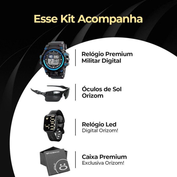 Encontraproduto.com.br - Relogio Digital Prova Dagua + Oculos Sol Proteção Uv