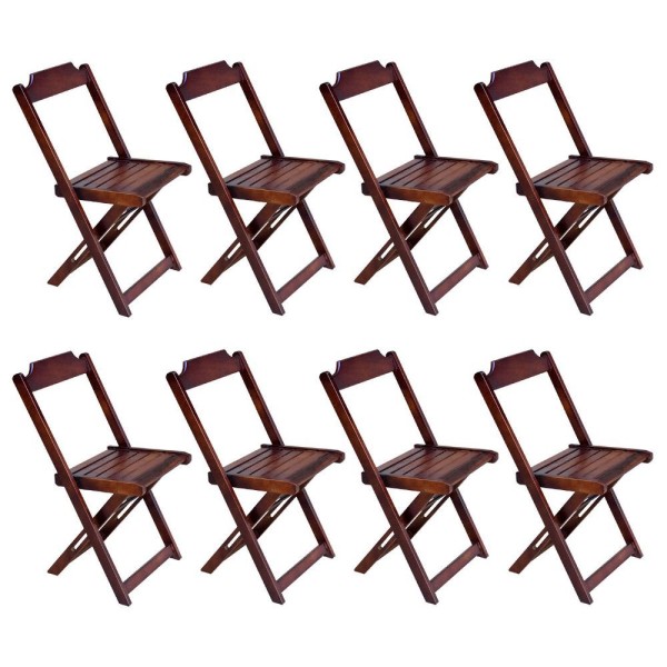 Encontraproduto.com.br - Kit 2 Conjuntos De Mesa Com 4 Cadeiras De Madeira Dobravel 70X70 Imbuia - Marrom