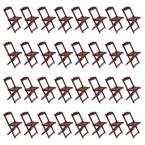 Encontraproduto.com.br - Kit 8 Jogos De Mesa Com 4 Cadeiras De Madeira Dobravel 60X60 - Imbuia - Marrom
